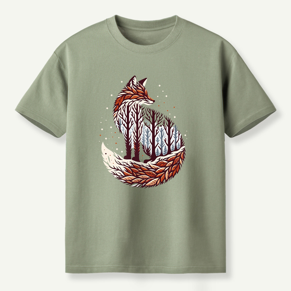Fox Forest Double Exposure Portrait T-Shirt
