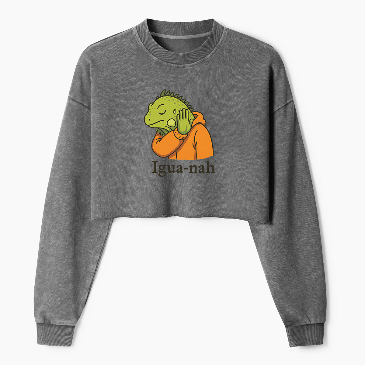 Igua Nah Iguana Reaction Women's Washed Cropped Sweatshirt
