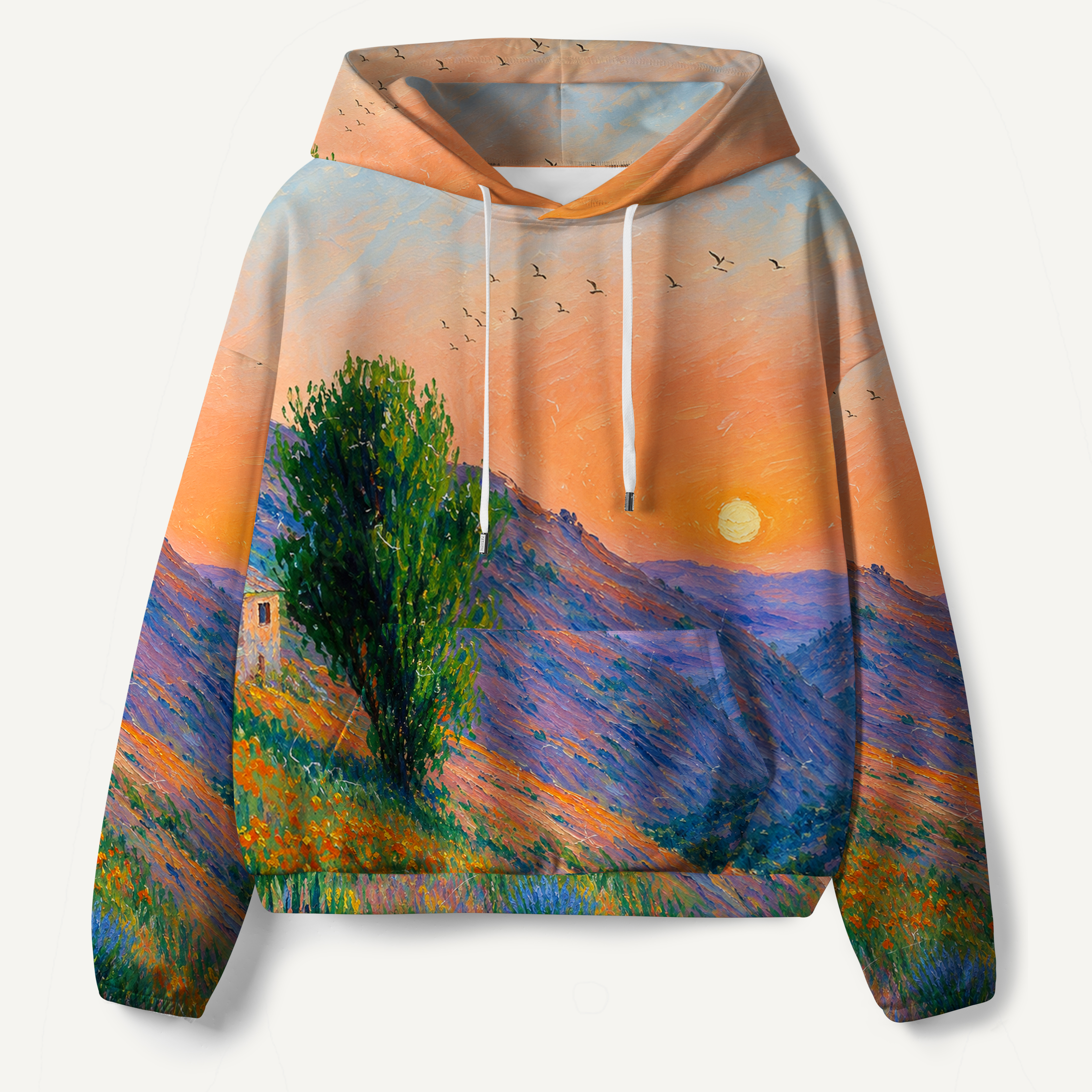 Golden Sunset Mountain Meadow All-over Printed Hoodie