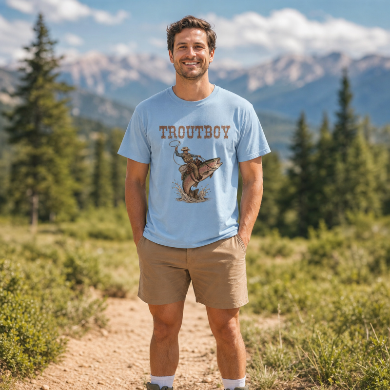 Cowboy Riding Trout T-Shirt