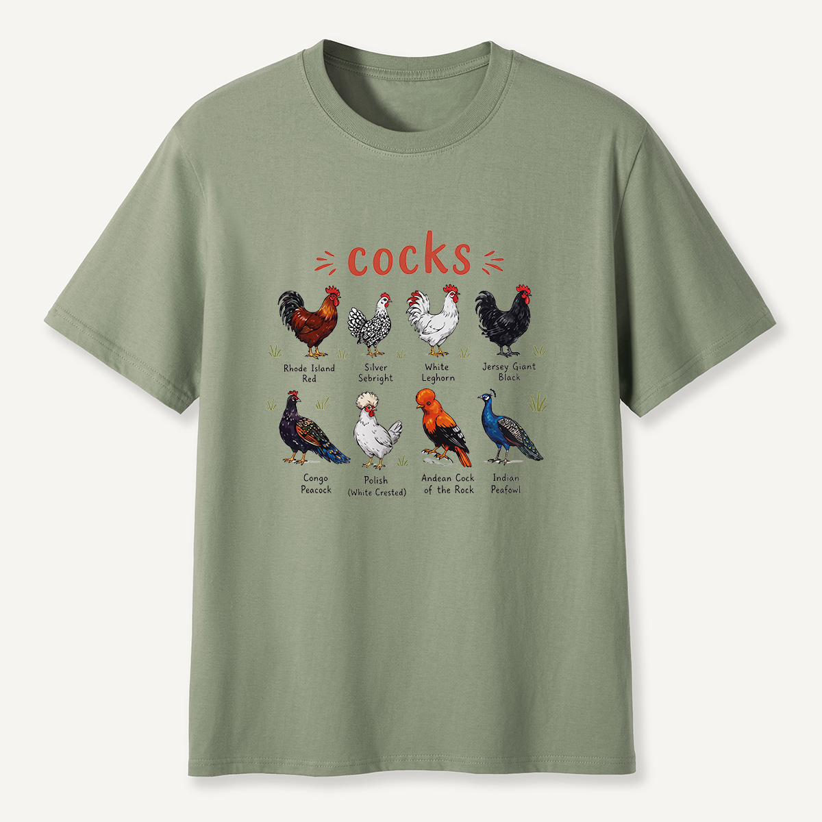 MDCTBYWY26072004 Cocks of the World Illustrated T-Shirt