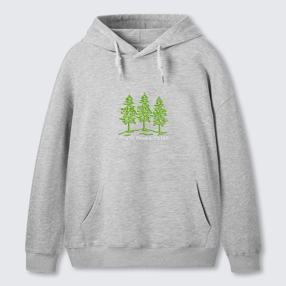 Three Trees Nature Quote Embroidered Cotton Hoodie