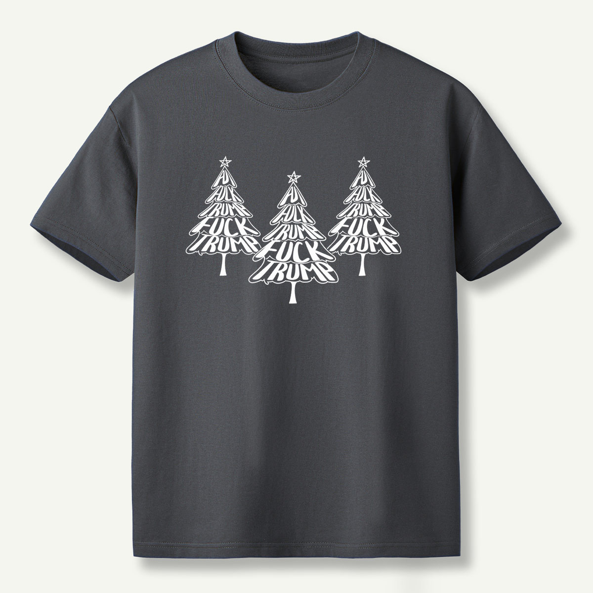 Fuck Trump Christmas Tree Typography T-Shirt