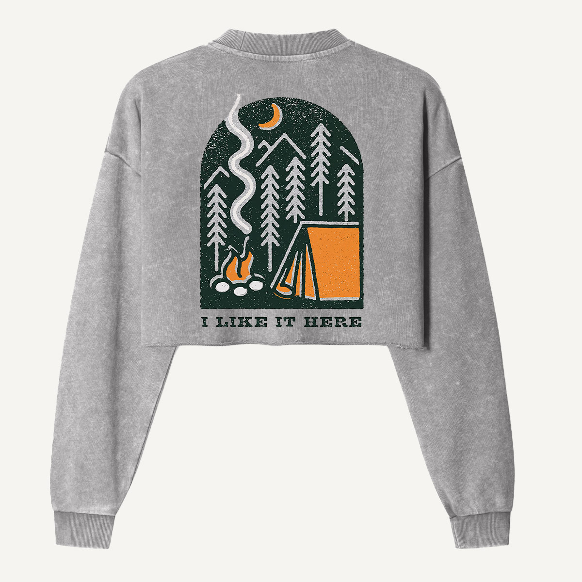 Moonlit Forest Camping Escape Women's Washed Cropped Sweatshirt