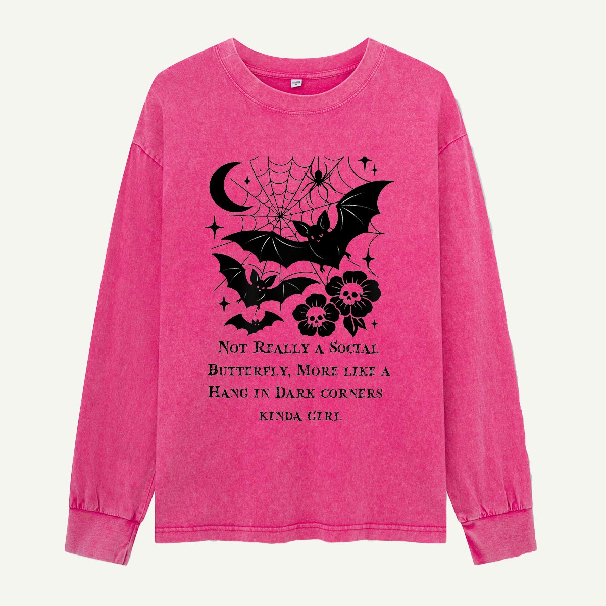 Hang In Dark Corners Kinda Girl Bats Washed Long Sleeves