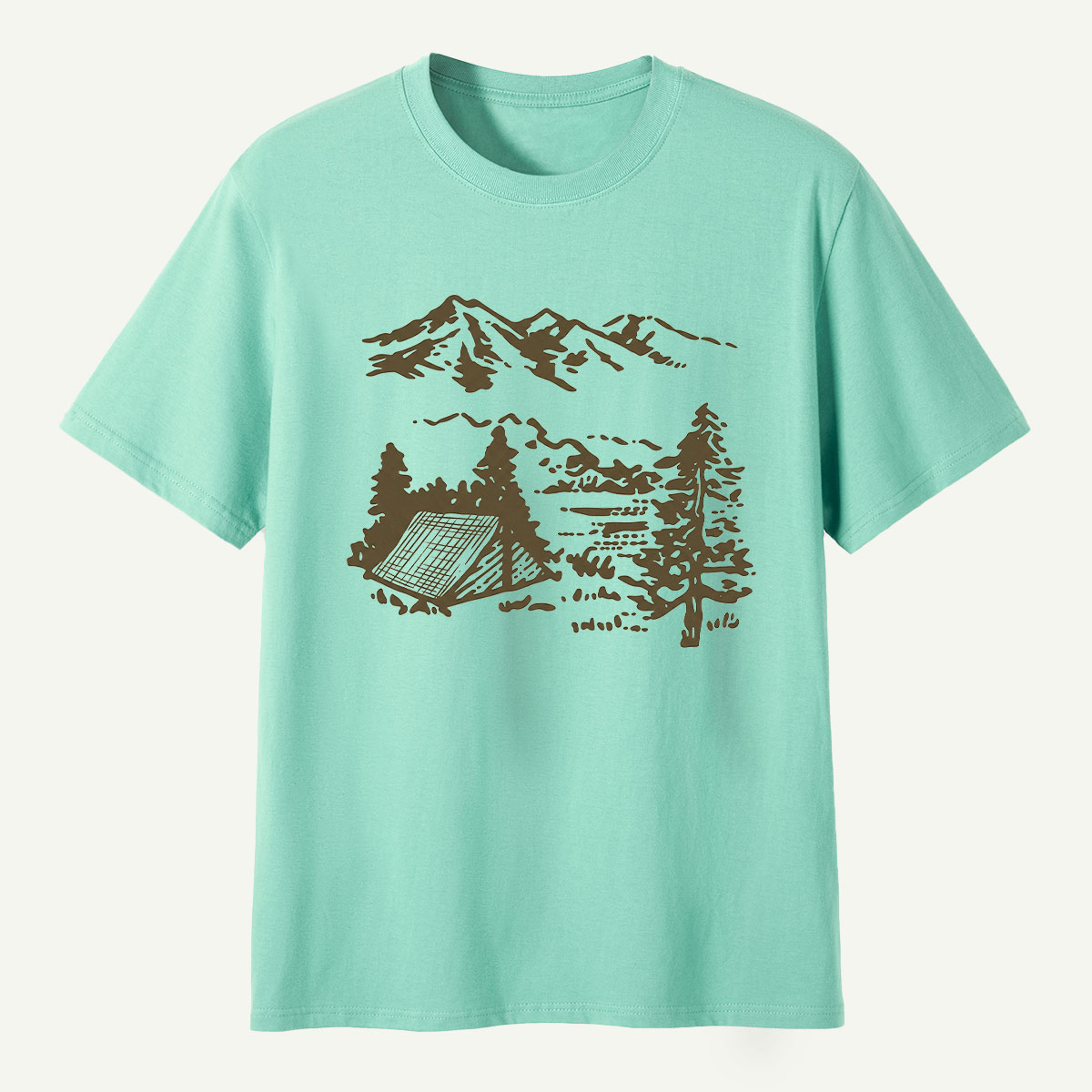 Mountain Campsite Wilderness Sketch T-Shirt