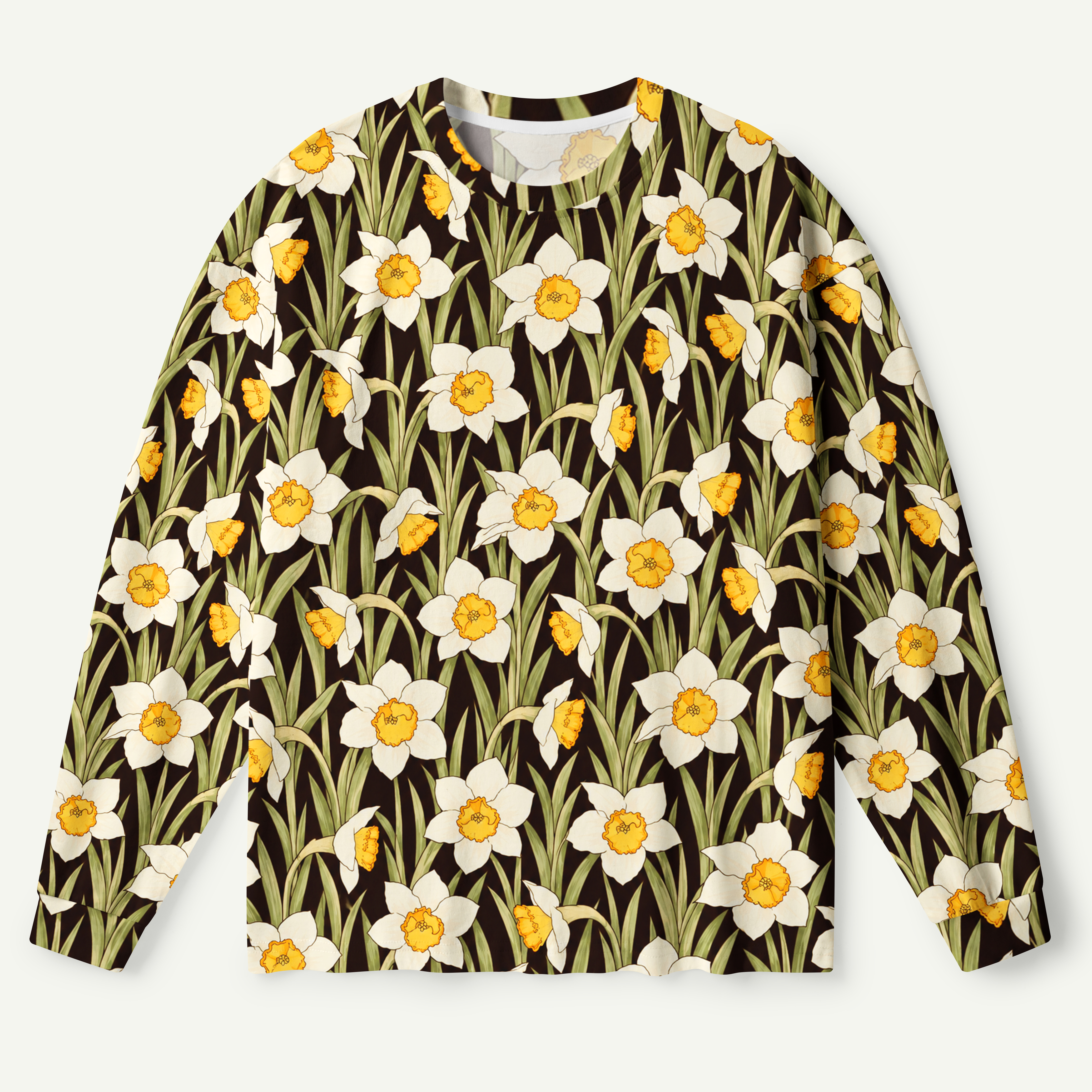 Midnight Daffodil Bloom Pattern Premium Pure Cotton Long Sleeves