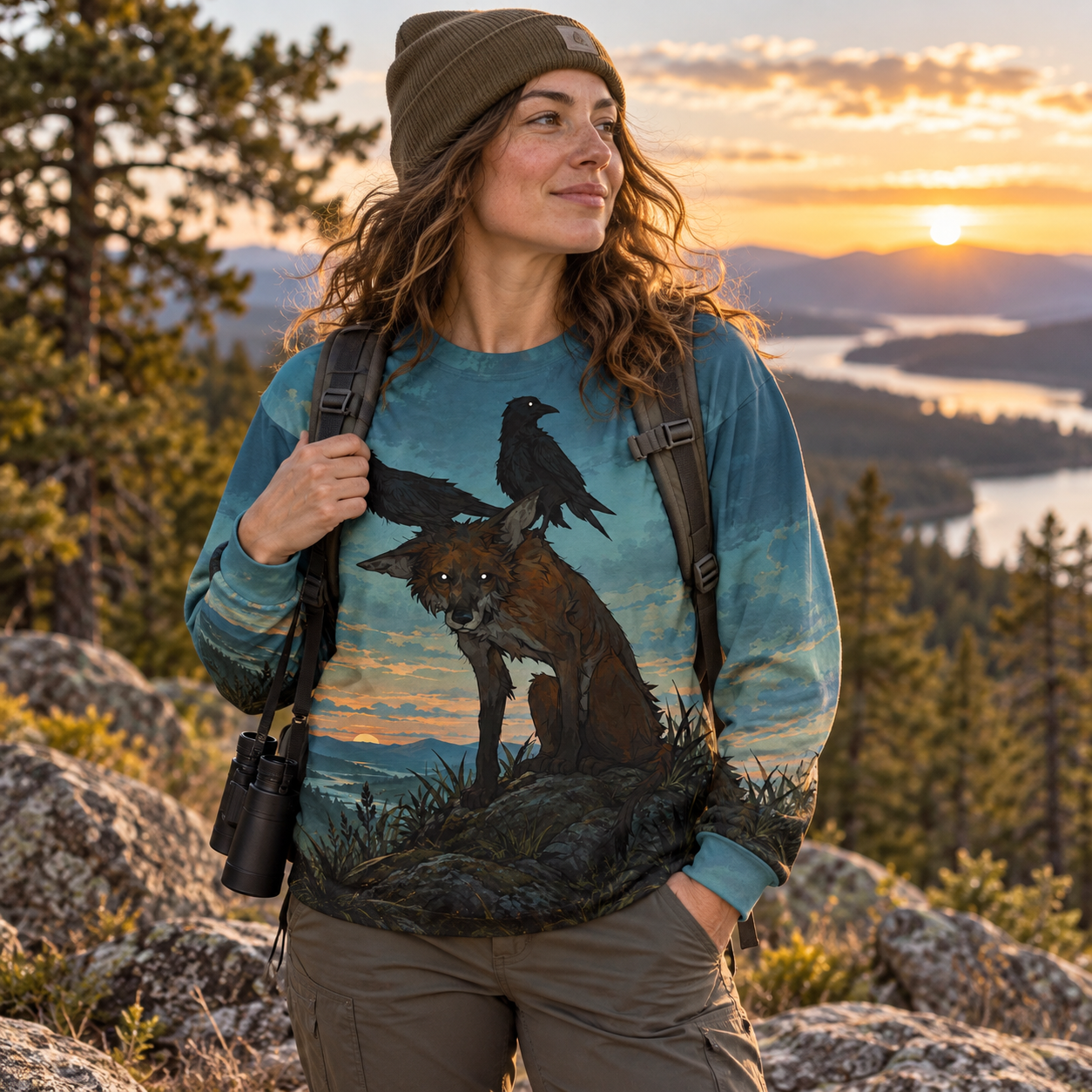 Crow Watch Over Fox Premium Pure Cotton Long Sleeves