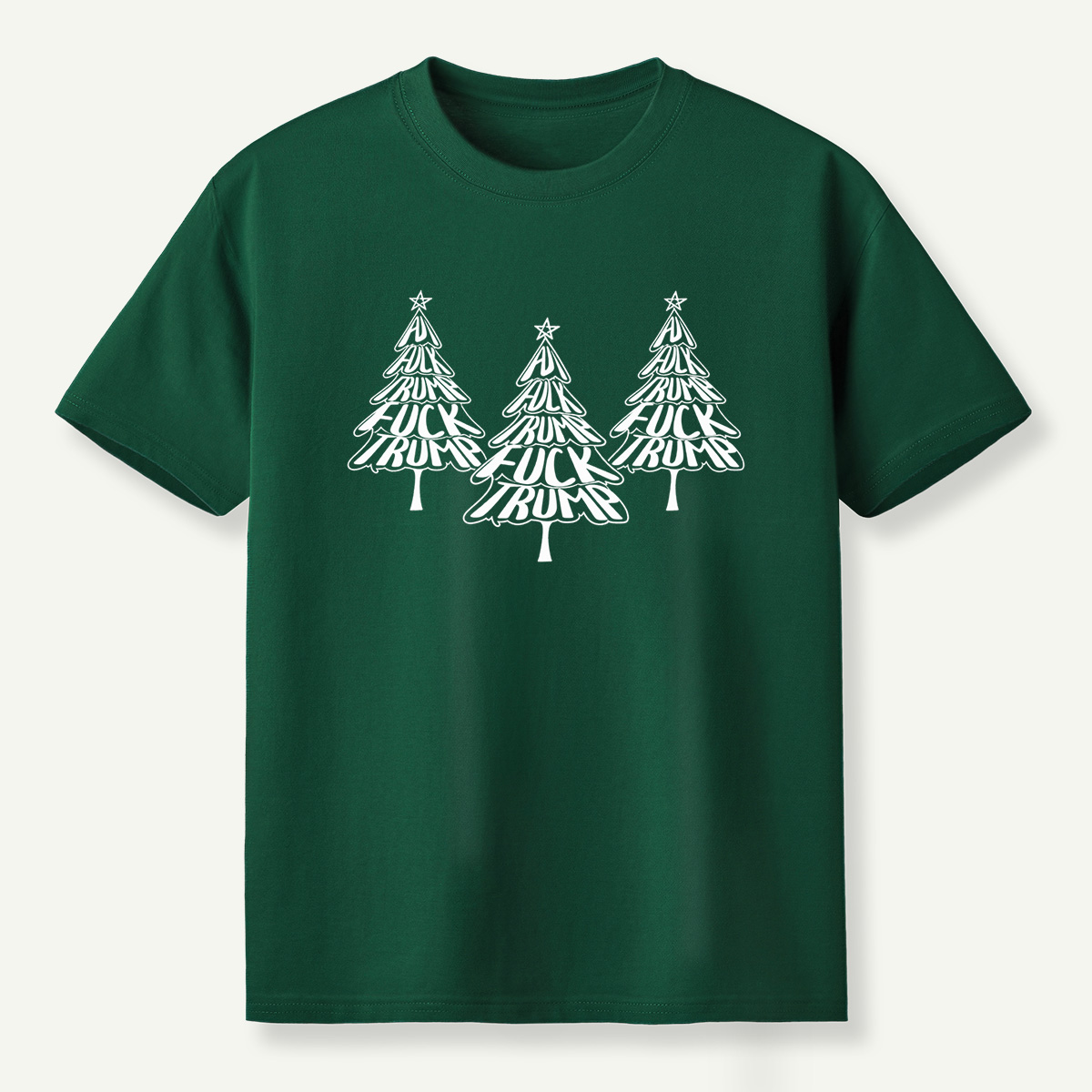 Fuck Trump Christmas Tree Typography T-Shirt