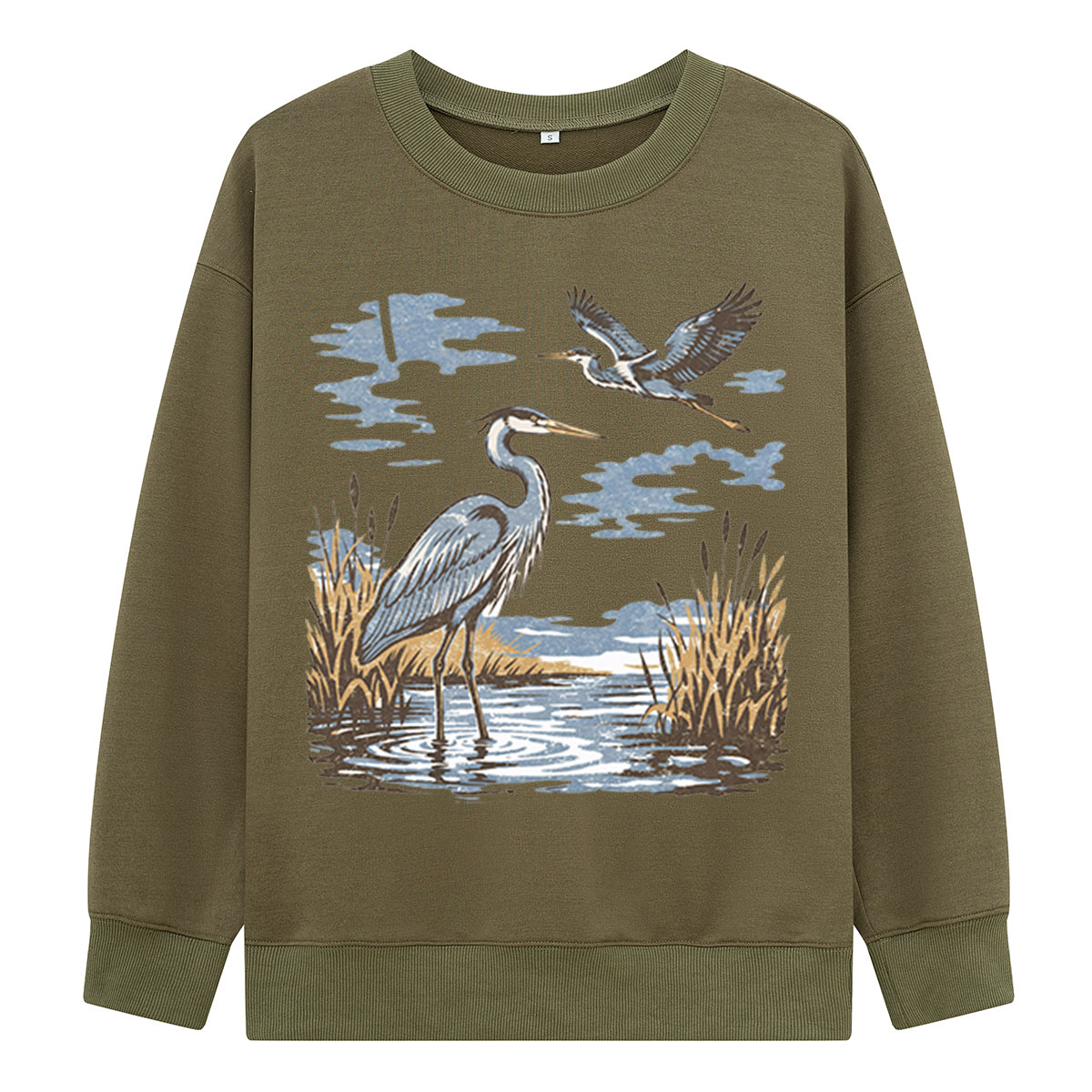Vintage Heron Wetland Bird Nature Sweatshirts