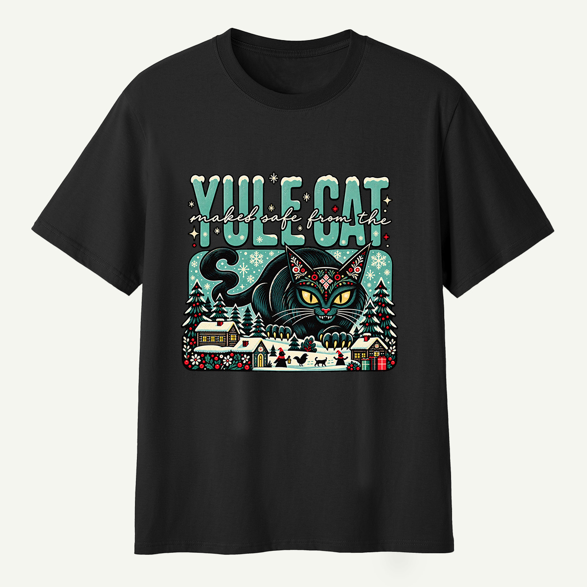 Yule Cat Naked Safe From The Christmas Cat T-Shirt