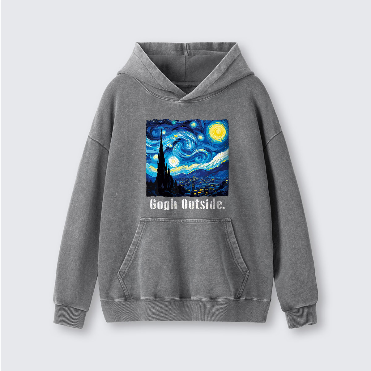 Swirl Night Sky Gogh Outside Washed Hoodie