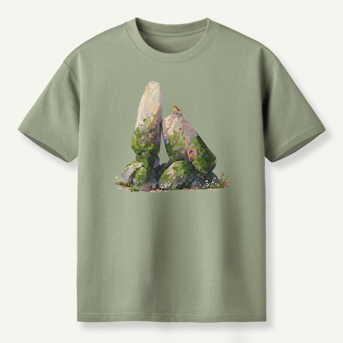 Mossy Standing Stones Woodland Scene T-Shirt