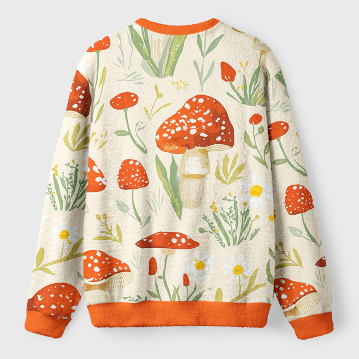 Mushrooms Among the Wildflowers Ugly Fuzzy Fleece Sweatshirt