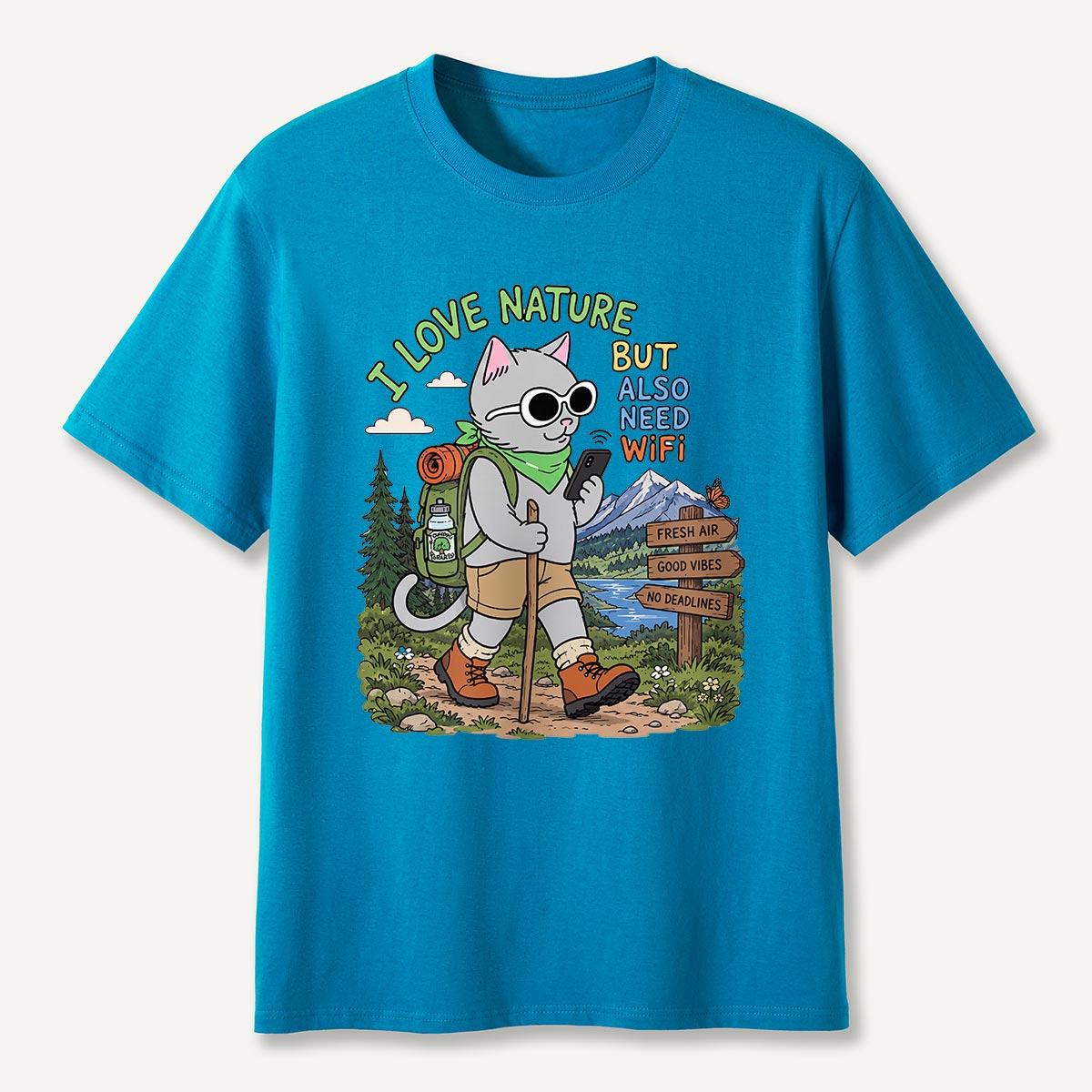 I Love Nature but Also Need WiFi Cat Hiking T-Shirt