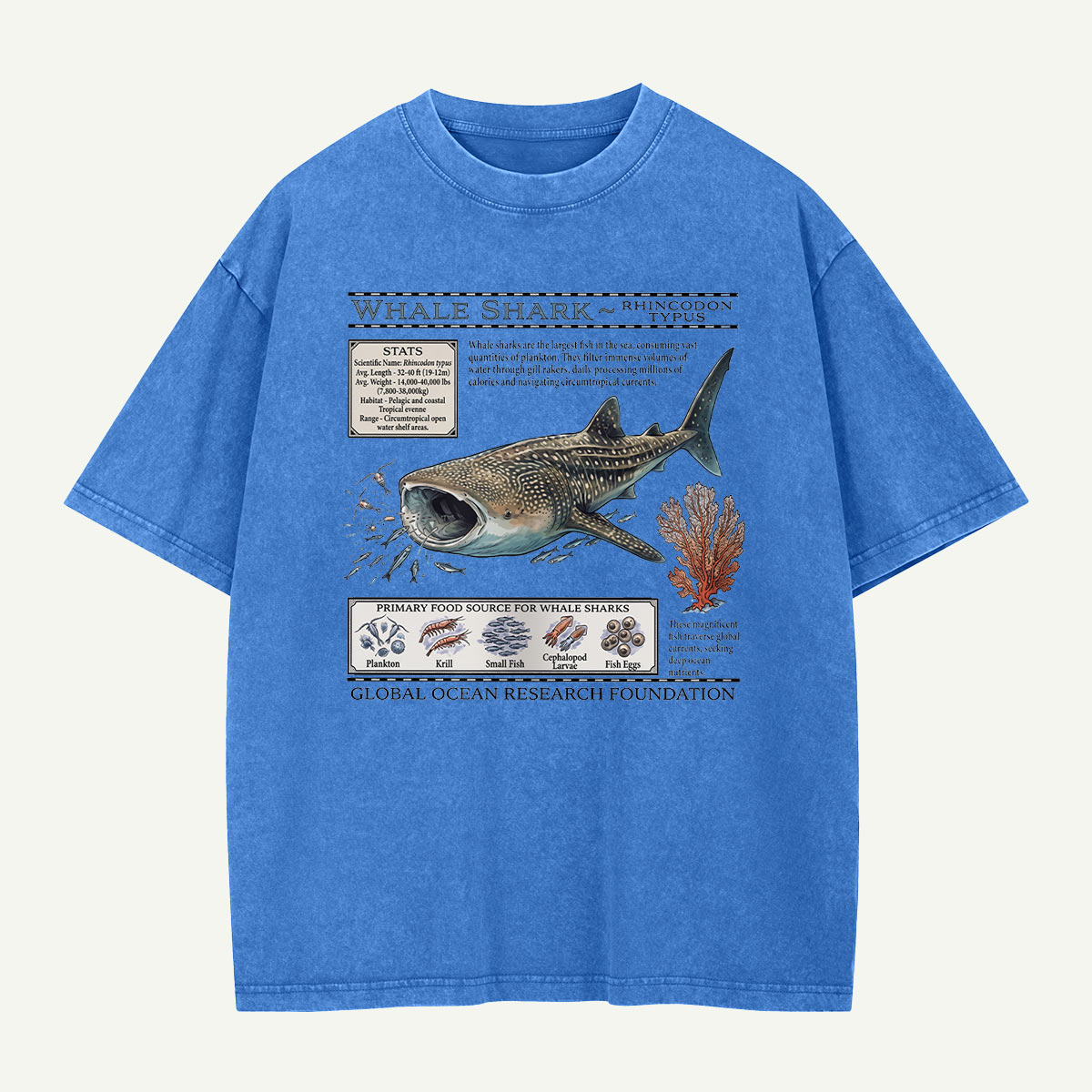 Whale Shark Ocean Field Guide Washed T-Shirt