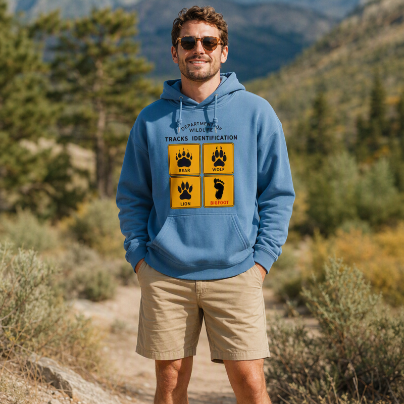 Department of Wildlife Tracks Identification Bear Wolf Lion Cryptids Hoodie