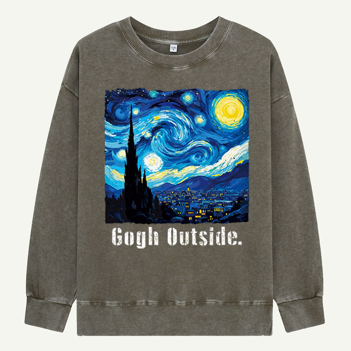 Swirl Night Sky Gogh Outside Washed Sweatshirts