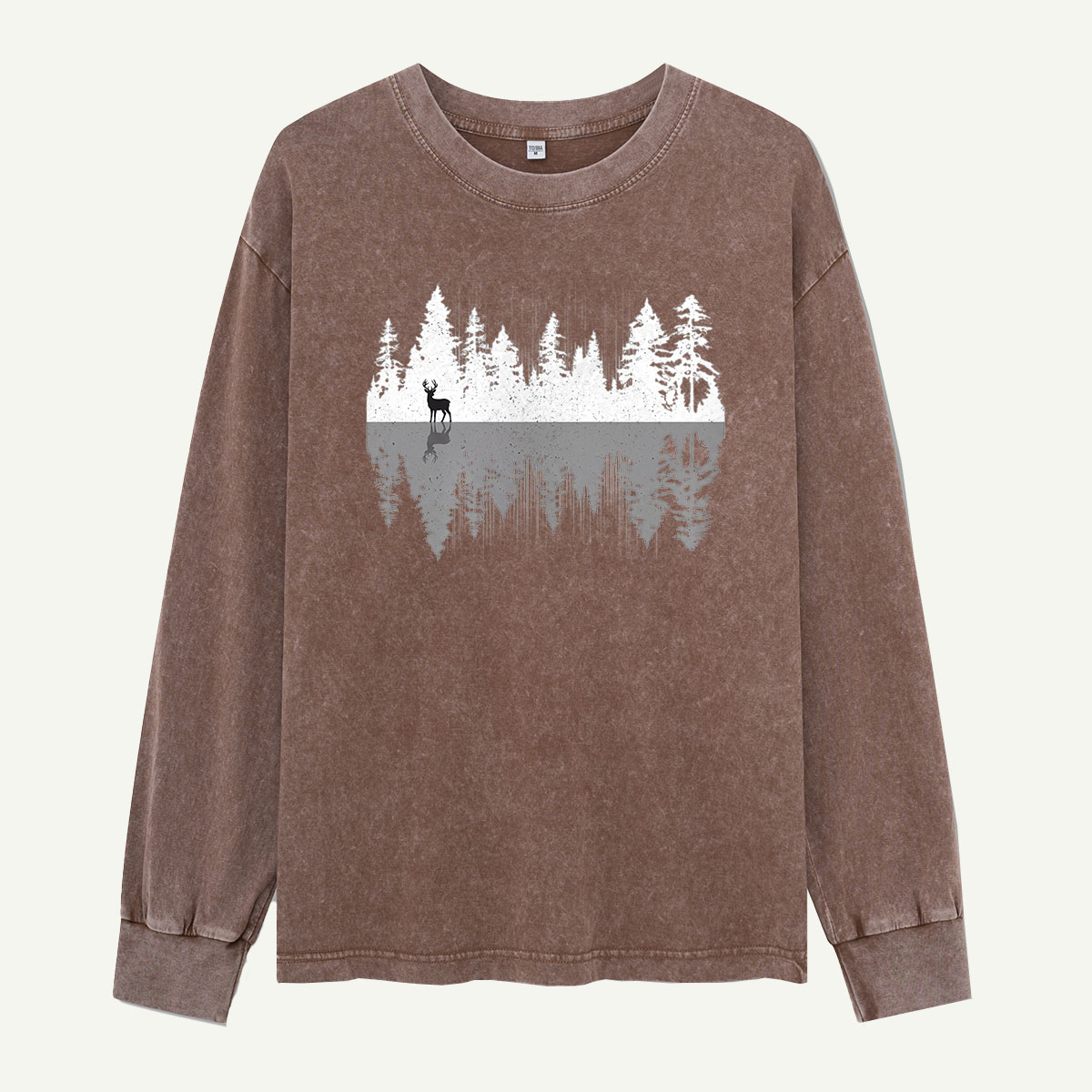 Deer by the Forest Lake Washed Long Sleeves