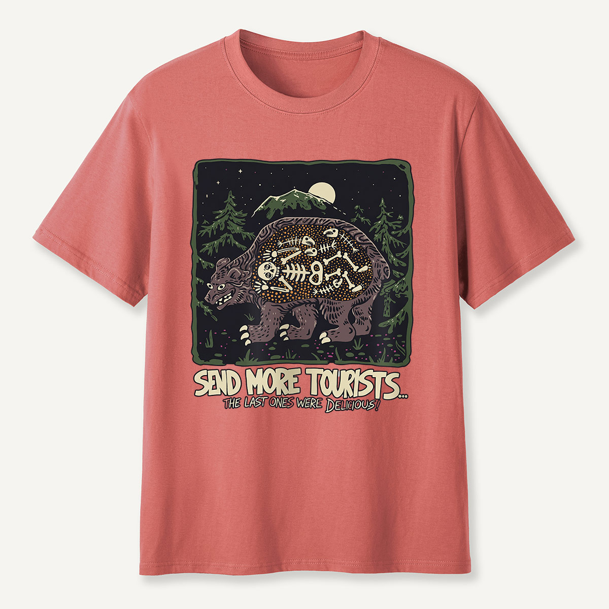 Send More Tourists Bear Skeleton T-Shirt
