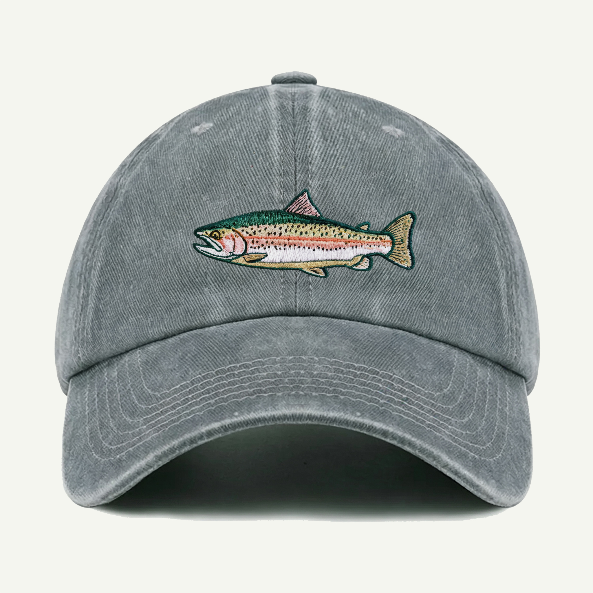 Rainbow Trout Washed Embroidered Hat