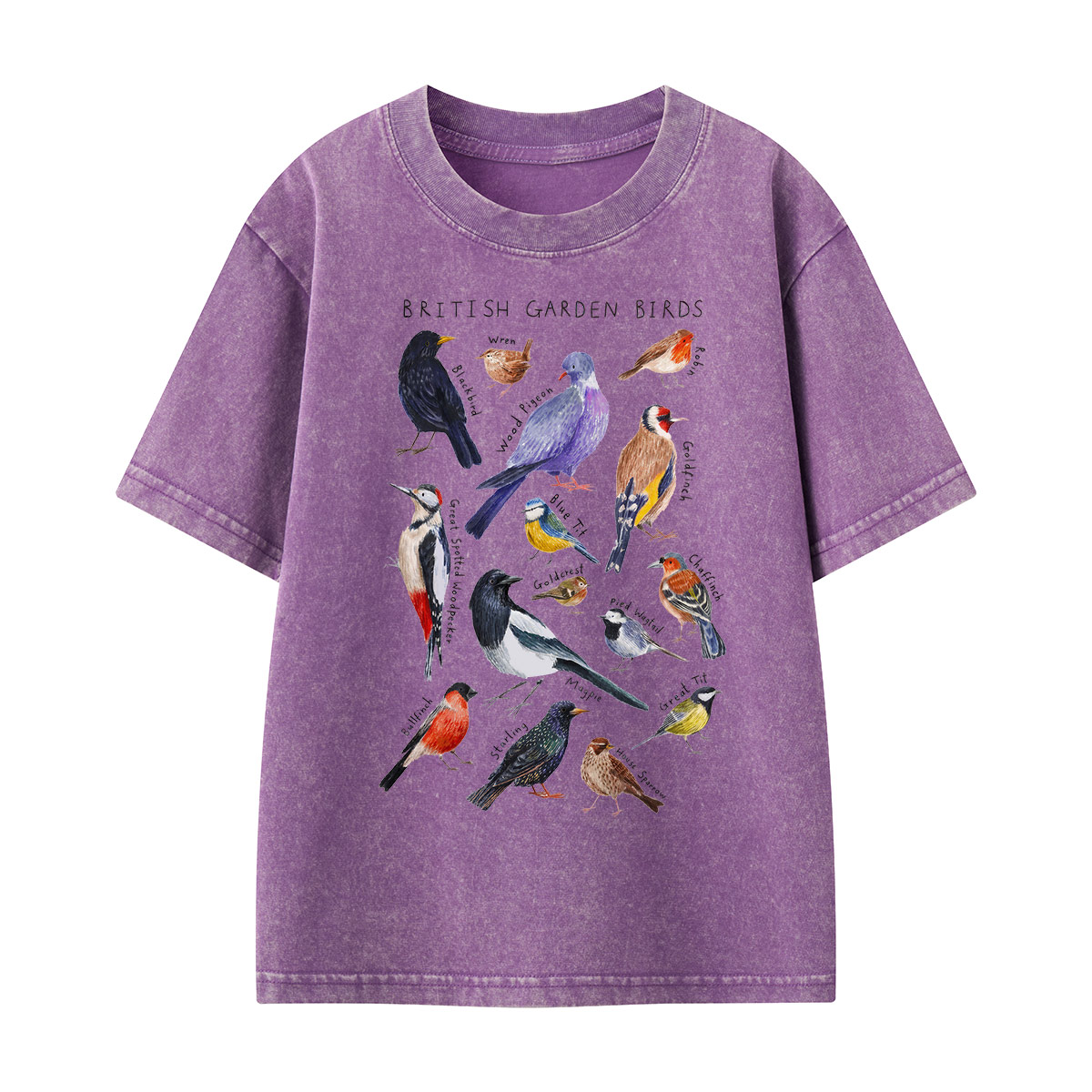Botanical Garden Birds Wildlife Birdwatching Kids Washed T-Shirt