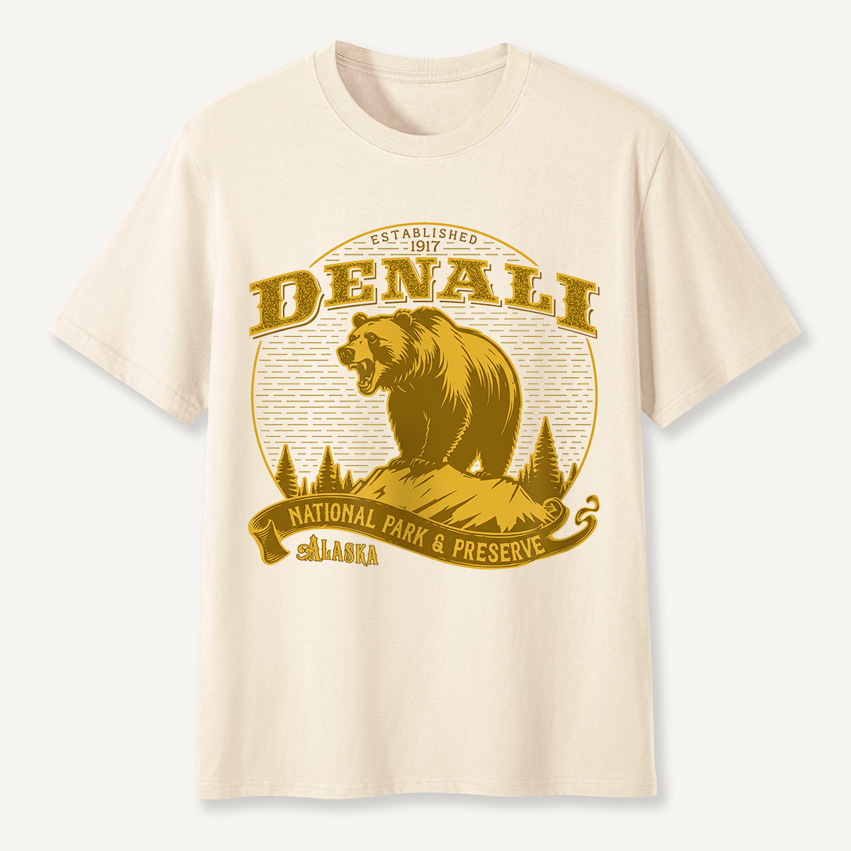 Denali National Park Bear Alaska Badge T-Shirt