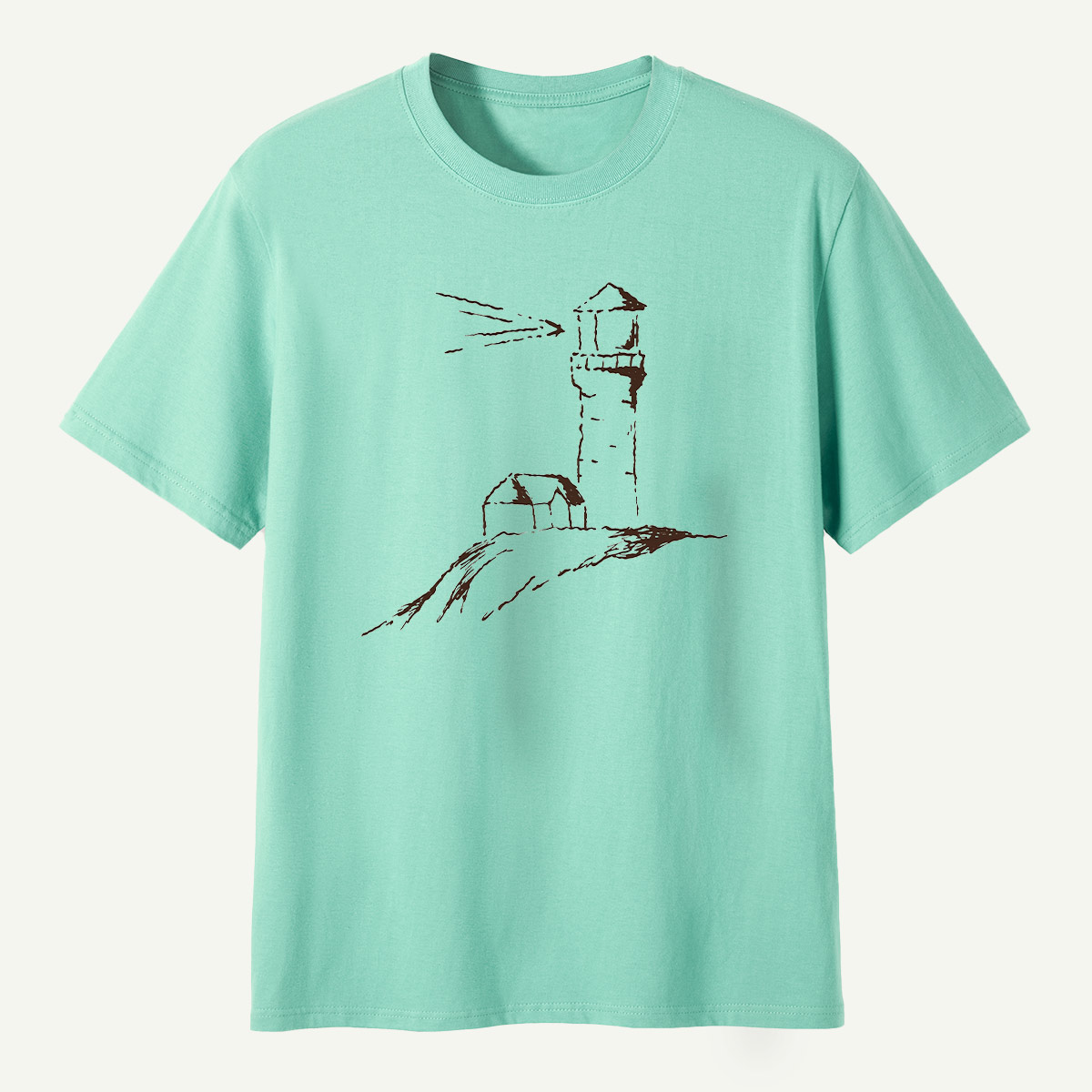Coastal Lighthouse Minimalist Sketch T-Shirt