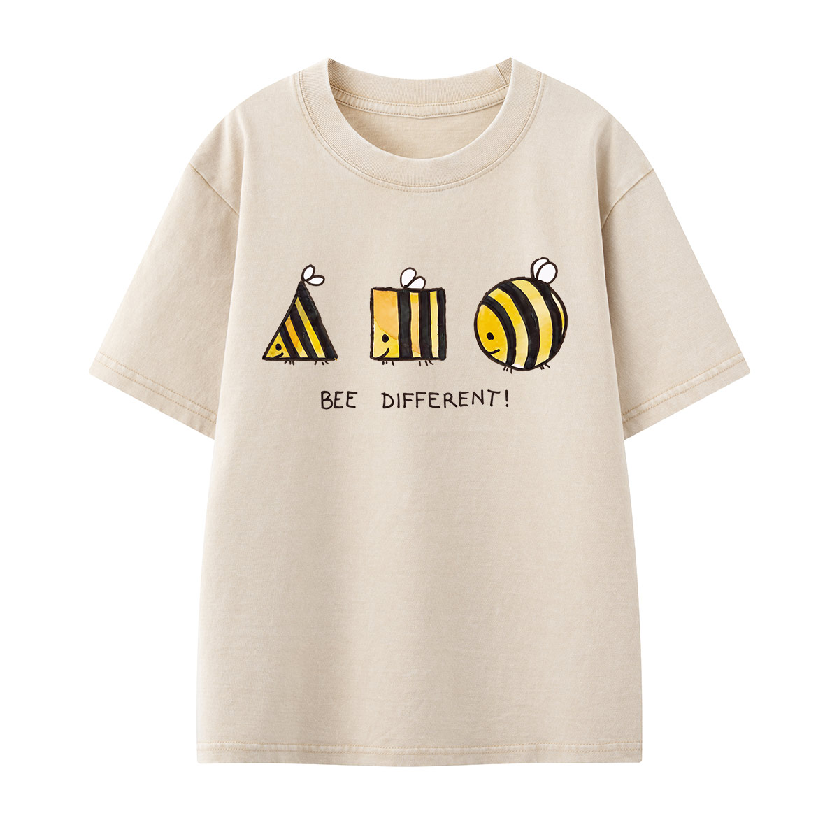 Bee Different Cute Bumblebee Kids Washed T-Shirt