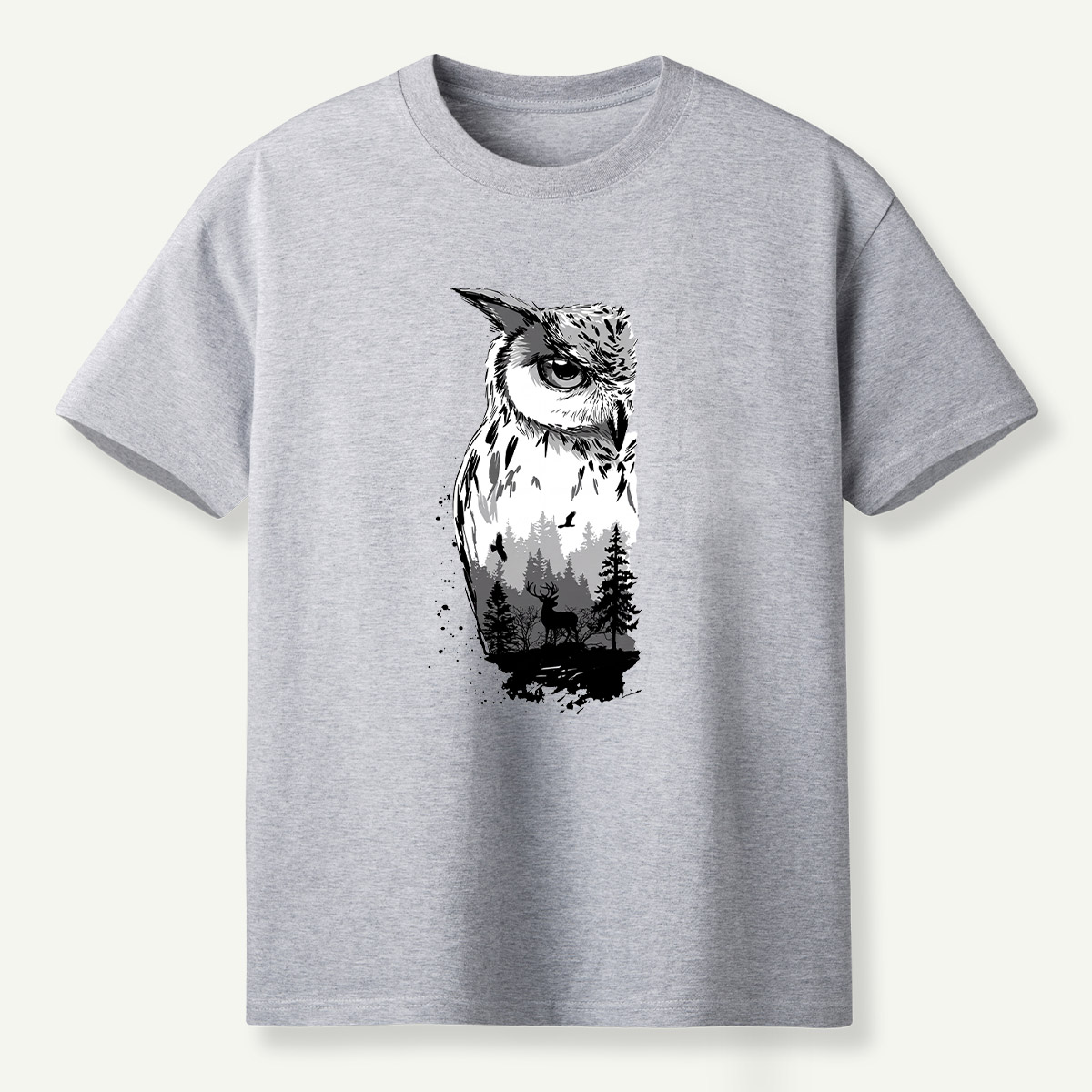 Woodland Owl Ink Portrait T-Shirt