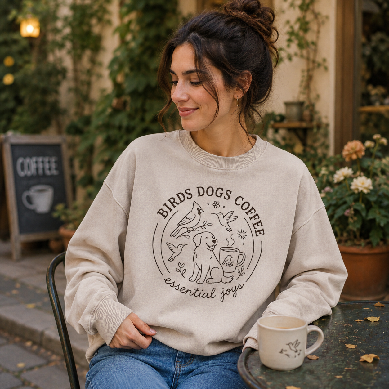 Birds, Dogs & Coffee: Essential Joys Washed Sweatshirts