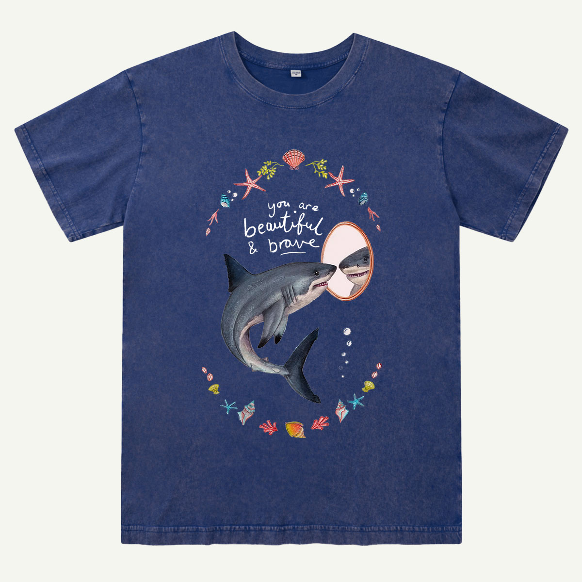 Beautiful and Brave Shark Washed T-Shirt