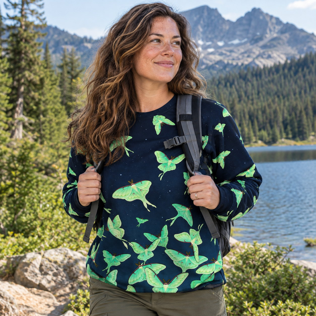 Moonlit Moth Drift Premium Pure Cotton Long Sleeves