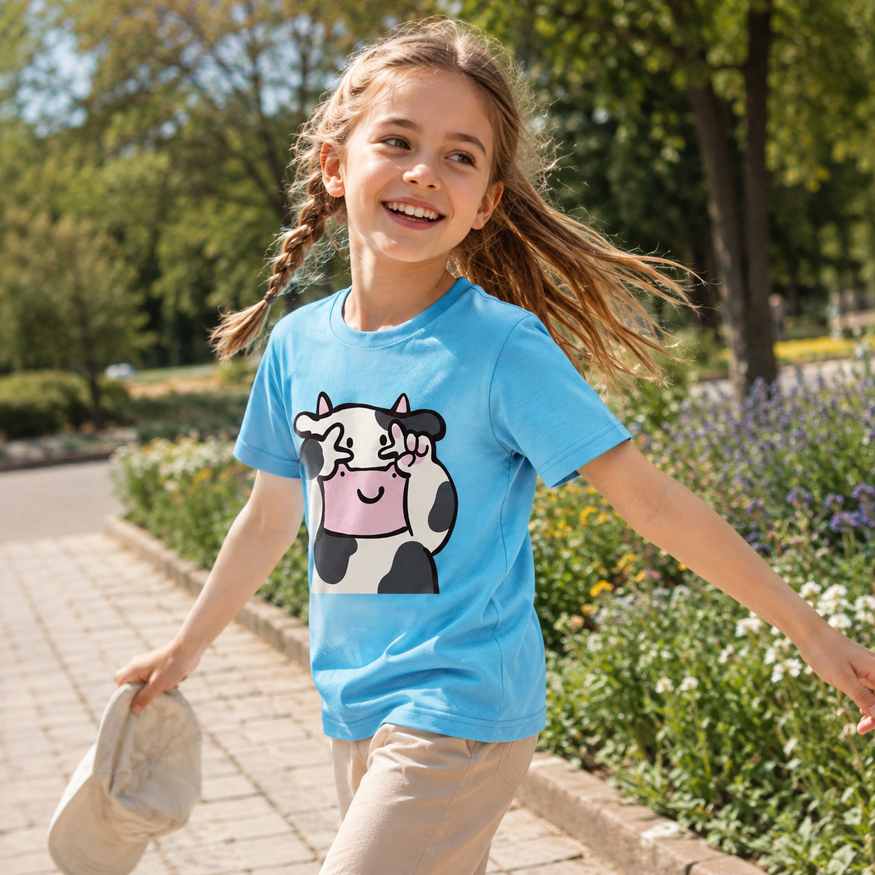Peekaboo Cow Cute Cartoon Kids T-Shirt