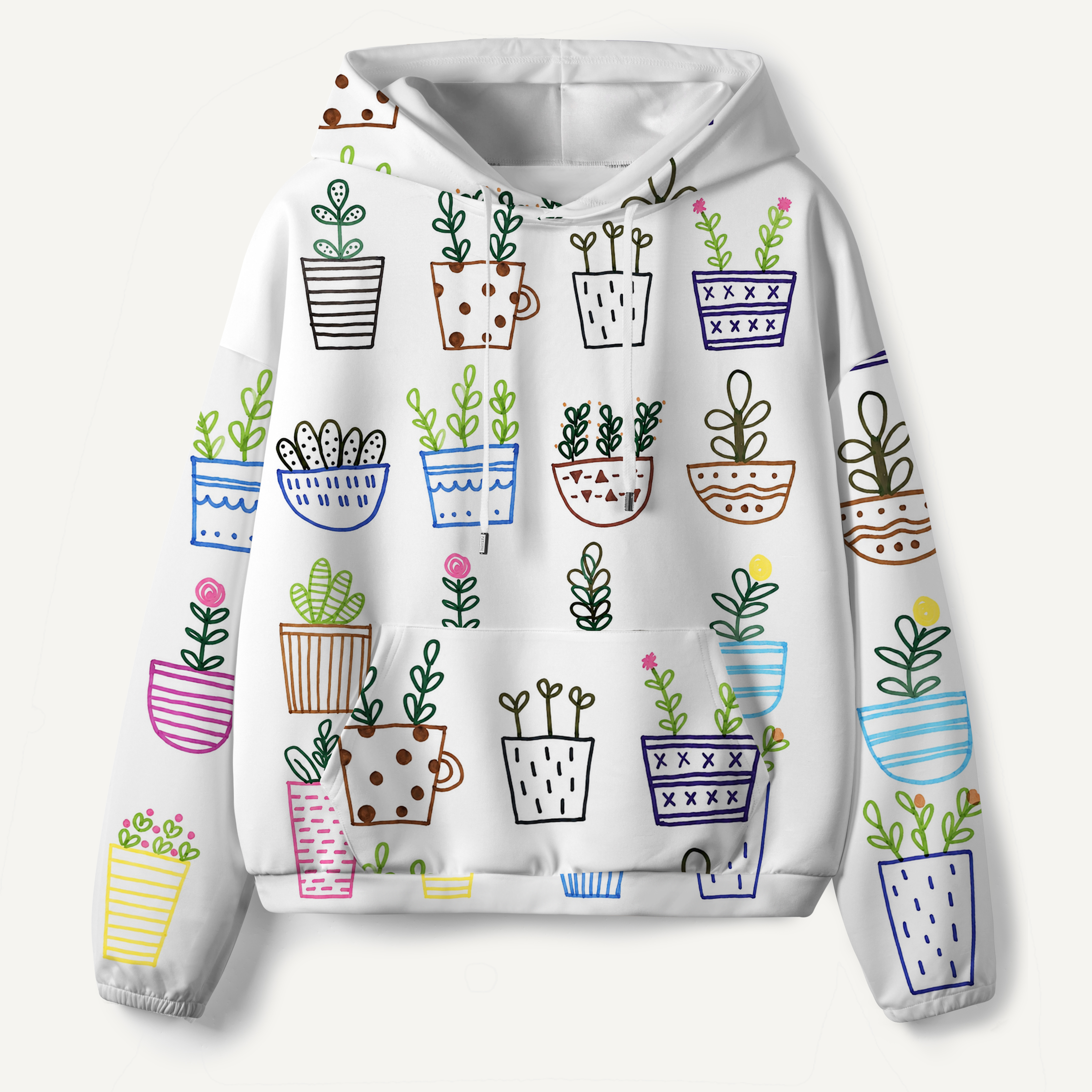 Cute Potted Houseplants Collection All-over Printed Hoodie