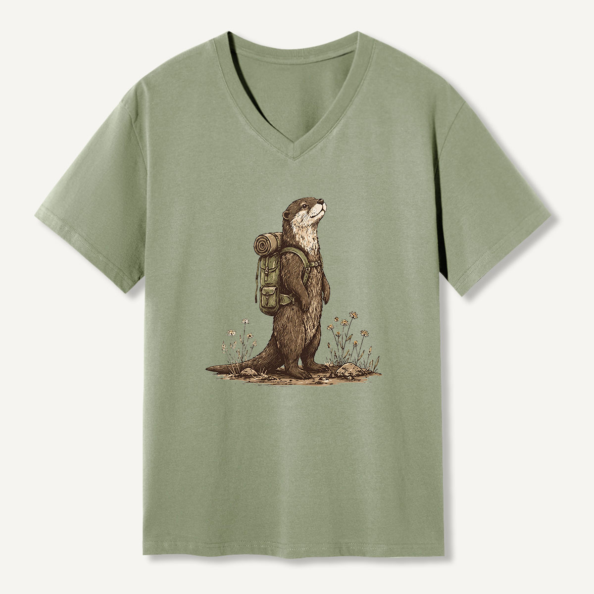 Woodland Owl Vintage Sketch V-neck T-Shirt