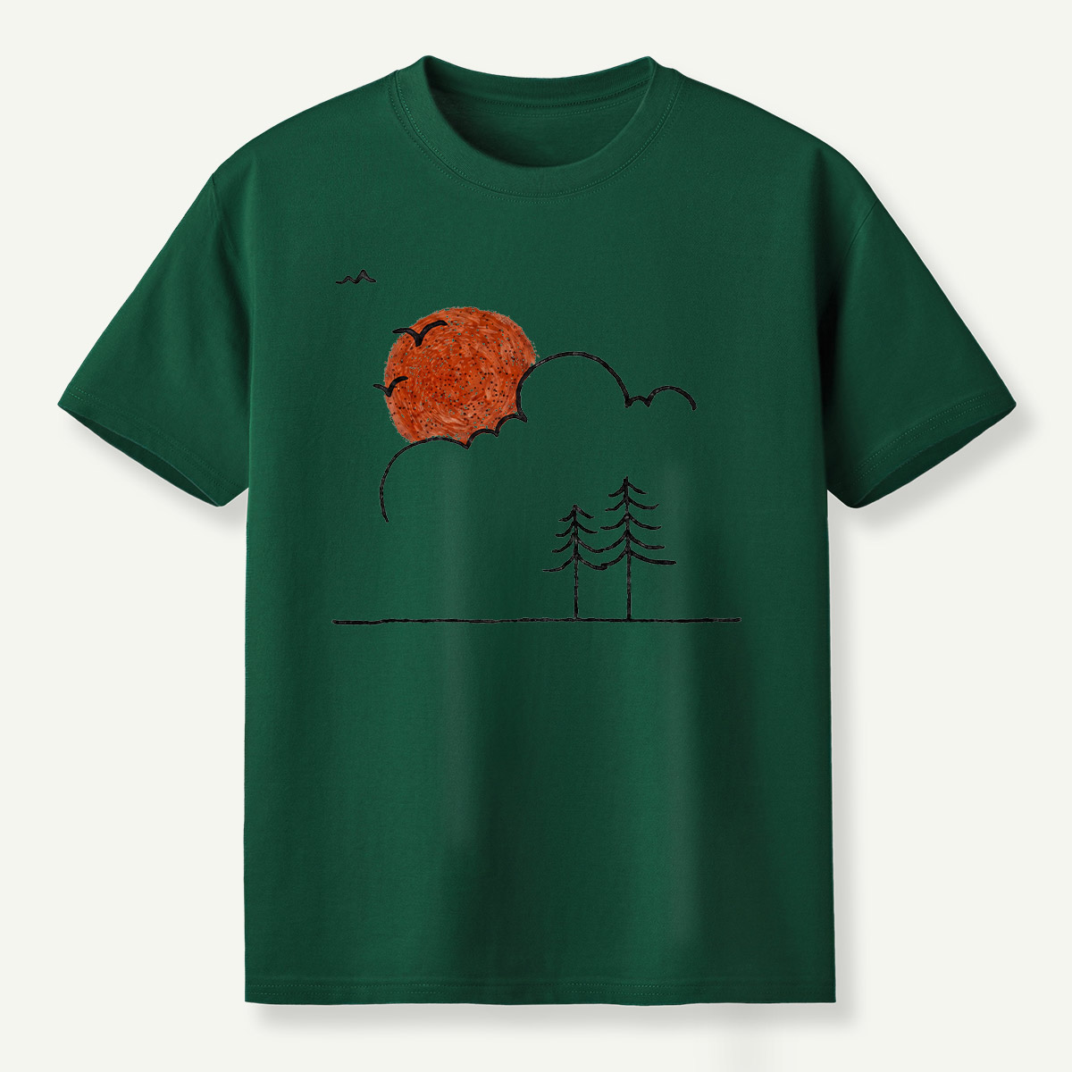 Minimal Sunset Pine Trees T-Shirt