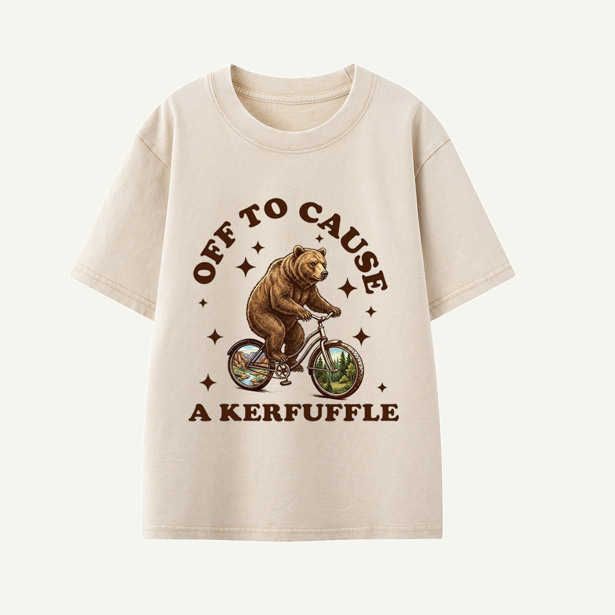 Off To Cause a Kerfuffle Bear Kids Washed T-Shirt