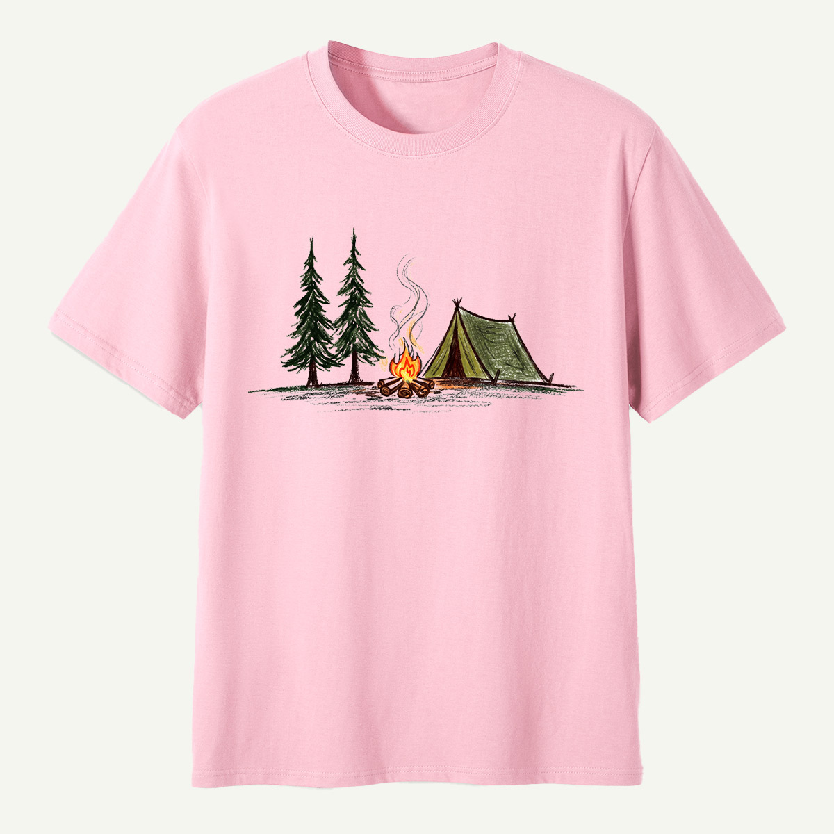 Campfire Tent Pine Forest Escape T-Shirt
