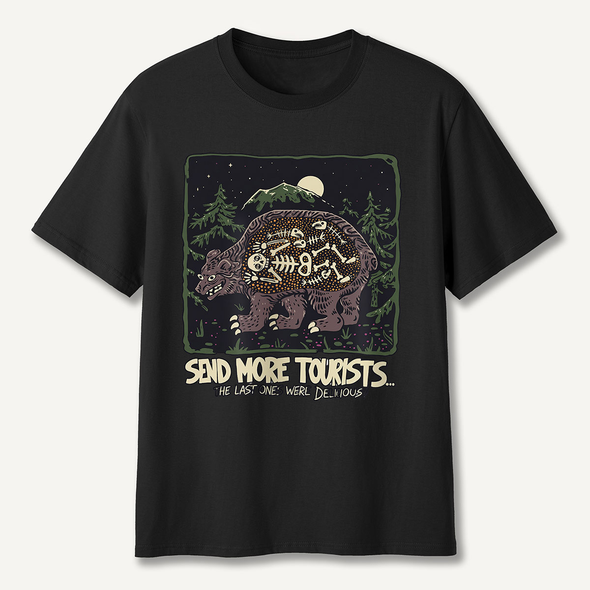Send More Tourists Bear Skeleton T-Shirt