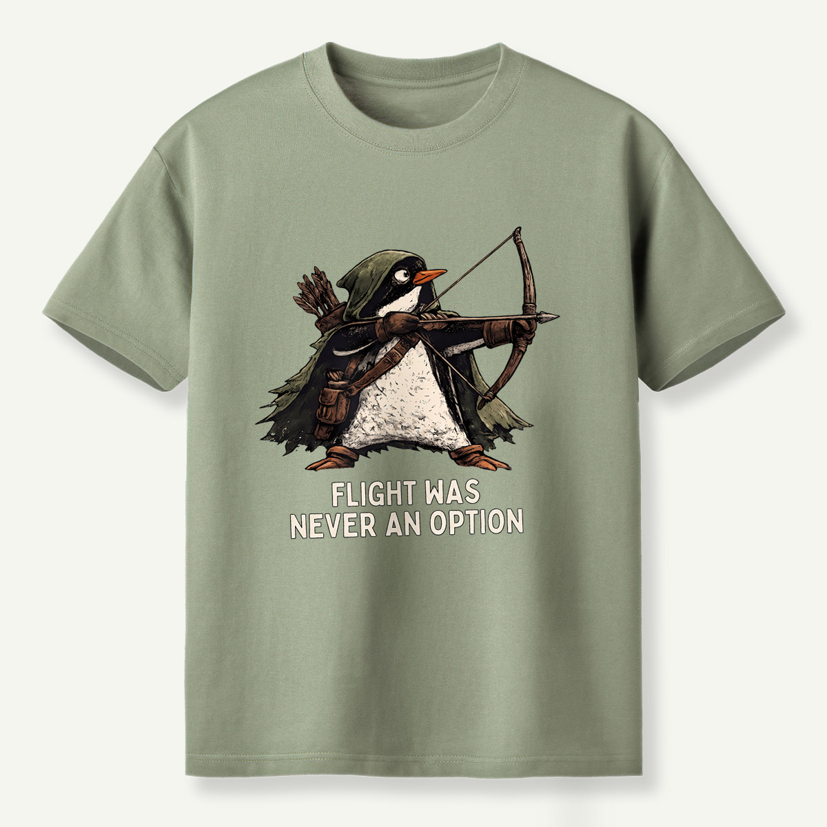 Flight Was Never An Option Archer Penguin T-Shirt