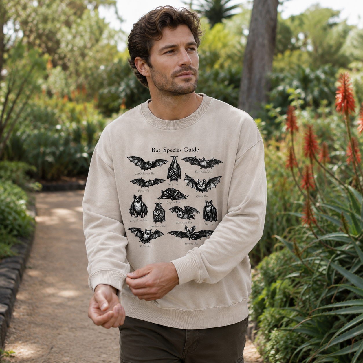 Bat Species Guide Illustration Washed Sweatshirts