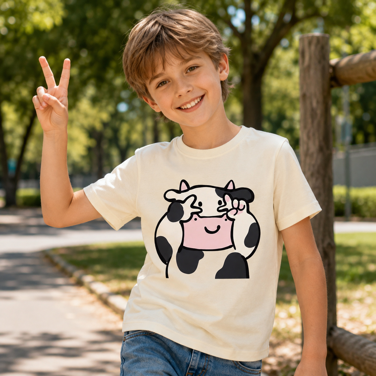 Peekaboo Cow Cute Cartoon Kids T-Shirt