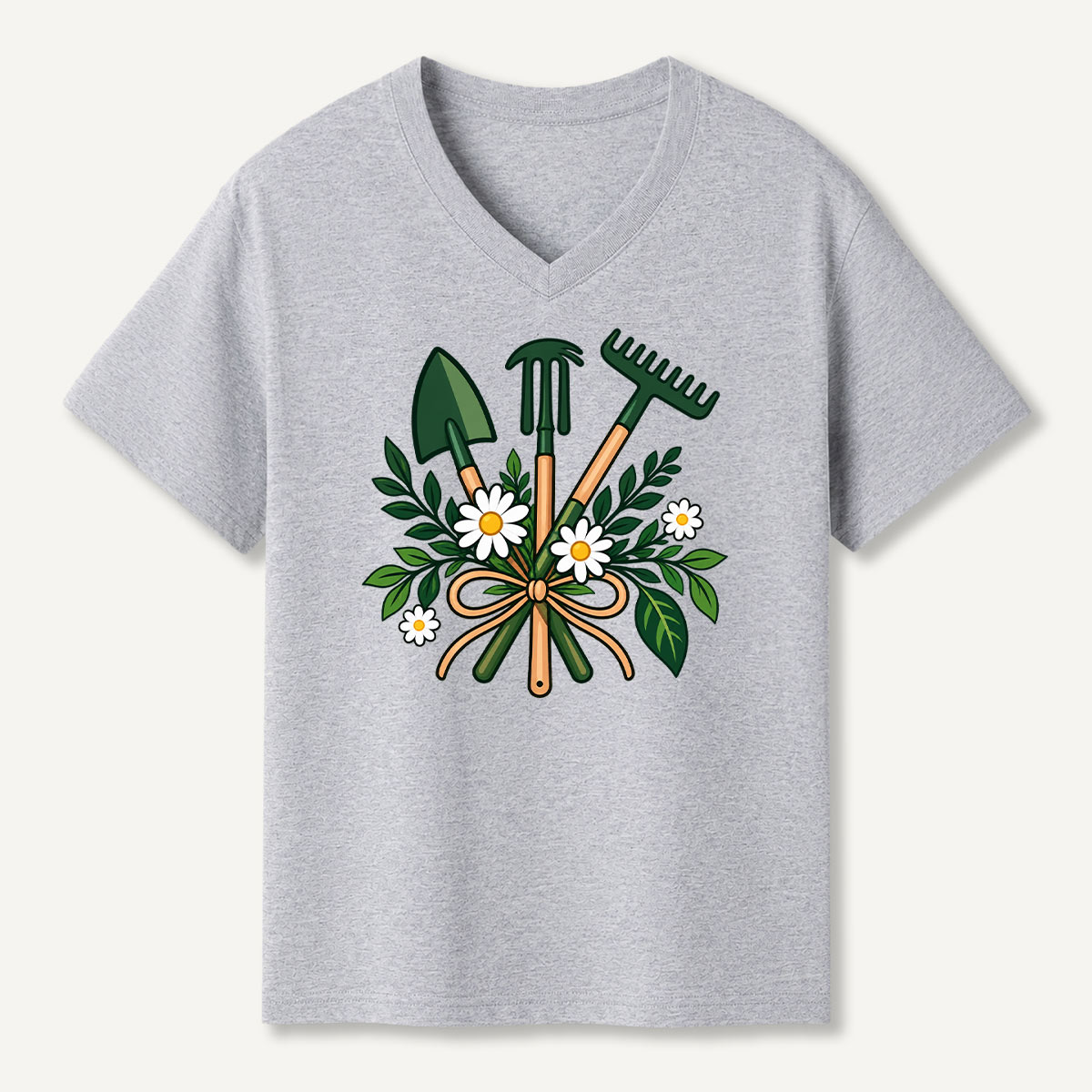 Gardening Tools Daisy Bouquet V-neck T-Shirt