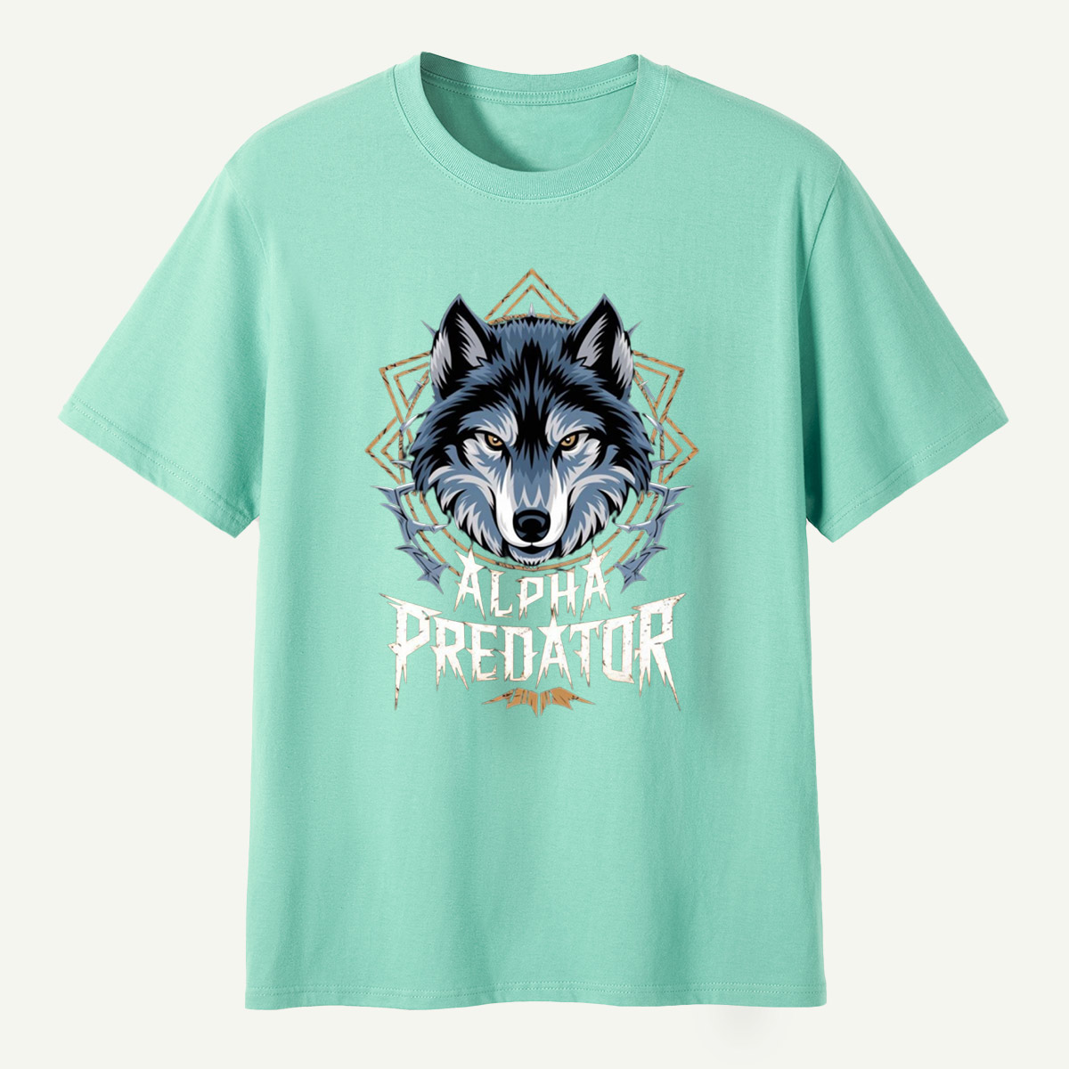 Alpha Predator Wolf Head Geometric Wildlife Emblem T-Shirt