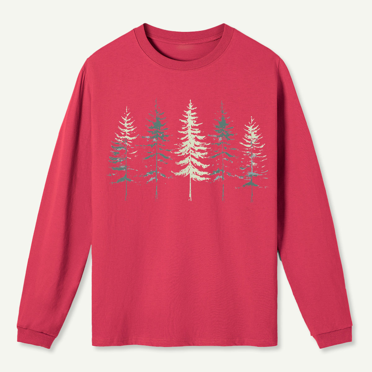 Minimal Pine Forest Silhouette  Long Sleeve T-Shirt