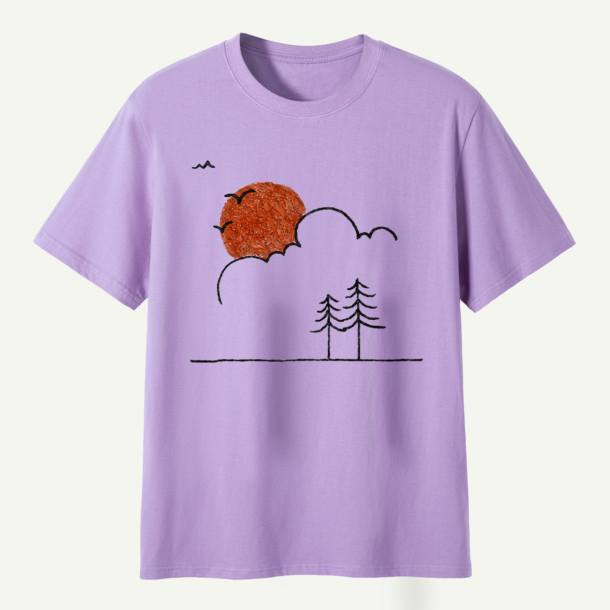 Minimal Sunset Pine Trees T-Shirt