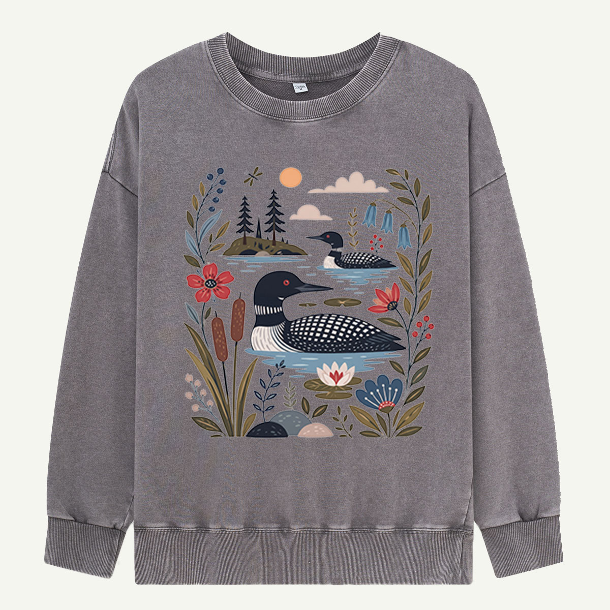 Loons Among the Lilies Washed Sweatshirts