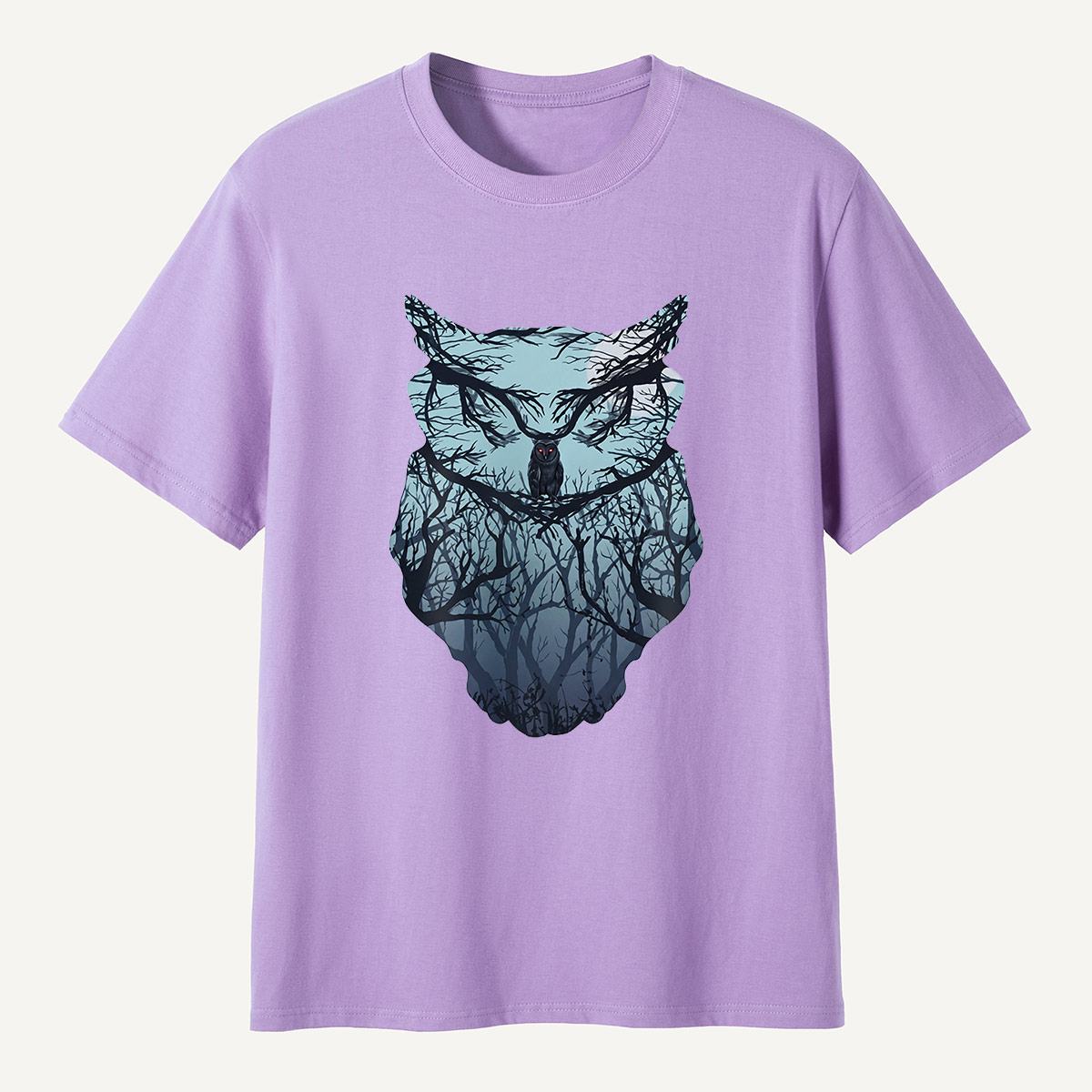 Midnight Forest Owl Double Exposure T-Shirt