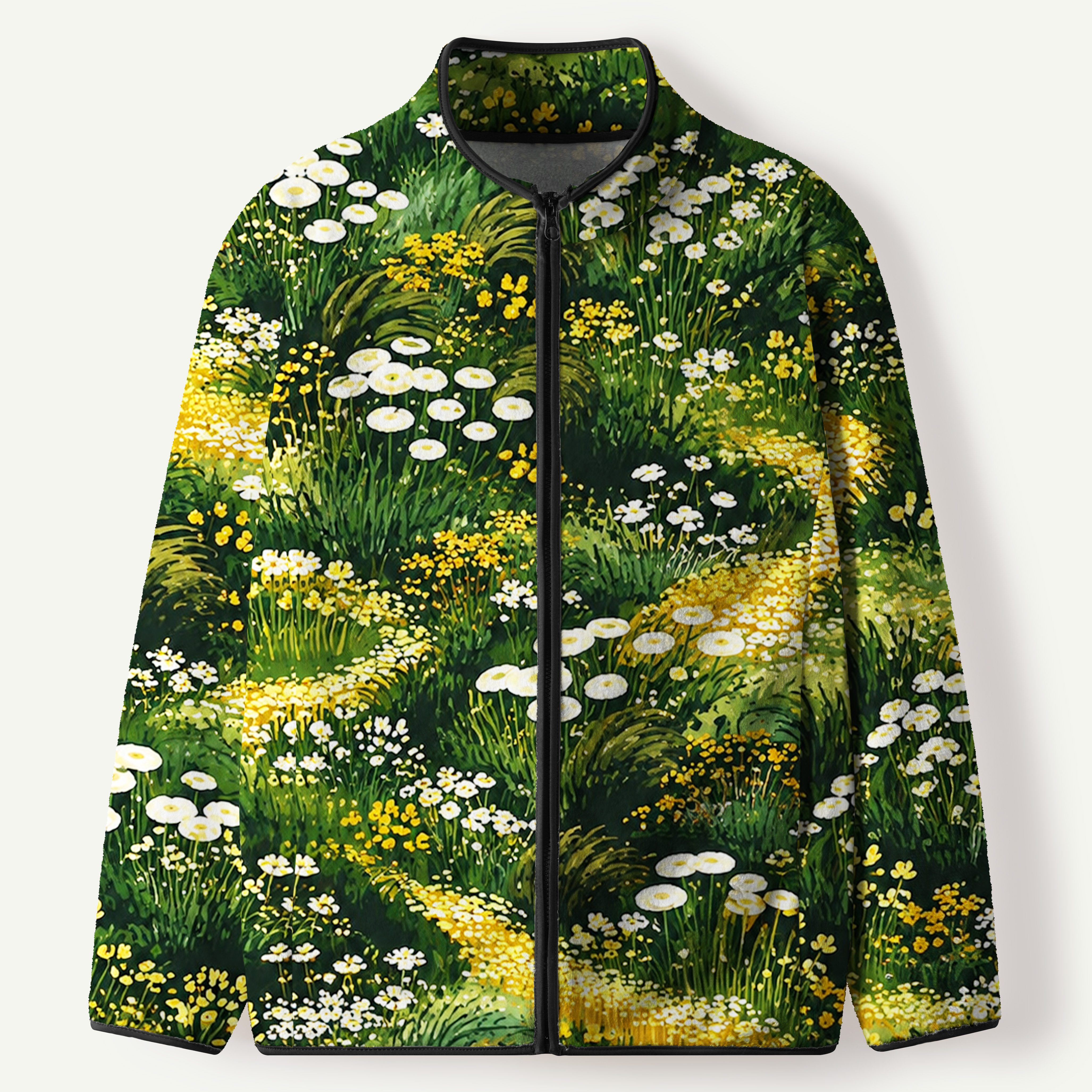 Yayoi Kusama Dreamy Wildflower Meadow Botanical Art Women's Flannel Zip Front Cardigan